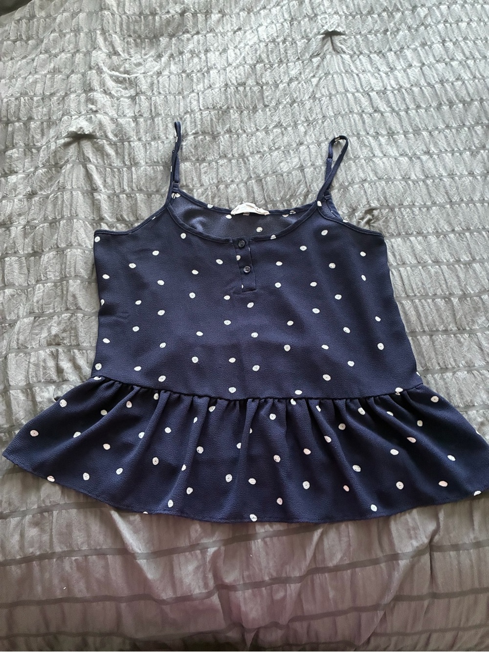 Hippie Rose Navy and White Polka Dot Peplum Tank